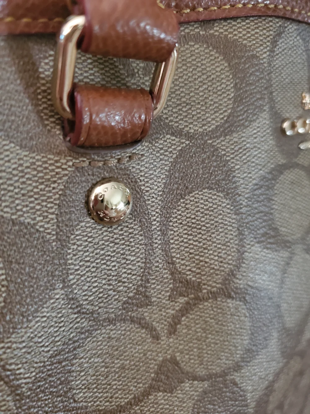 Coach Signature F34608 Margot Brown Canvas Tote Bag with Leather Trim - Picture 13 of 16